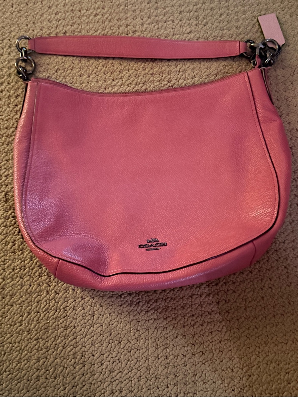 Coach Pink Pebbled Leather Hobo Shoulder Bag